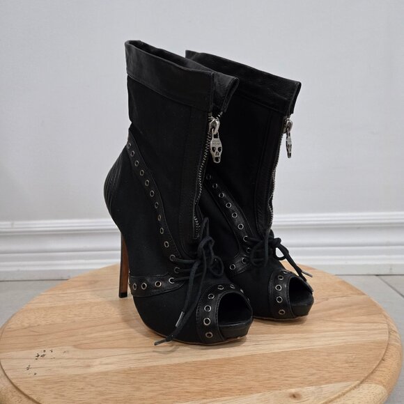 Alexander McQueen peep toe stiletto booties - Picture 1 of 16